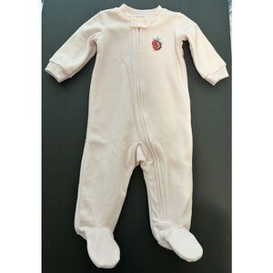 Amazon Essentials Pink With Strawberry Footed One Piece Size 6M NWOT